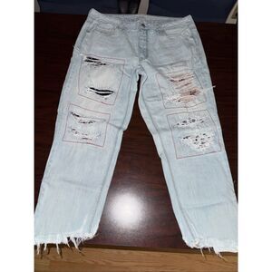 American Eagle Button Fly Patchwork Tomgirl Jeans Size 14